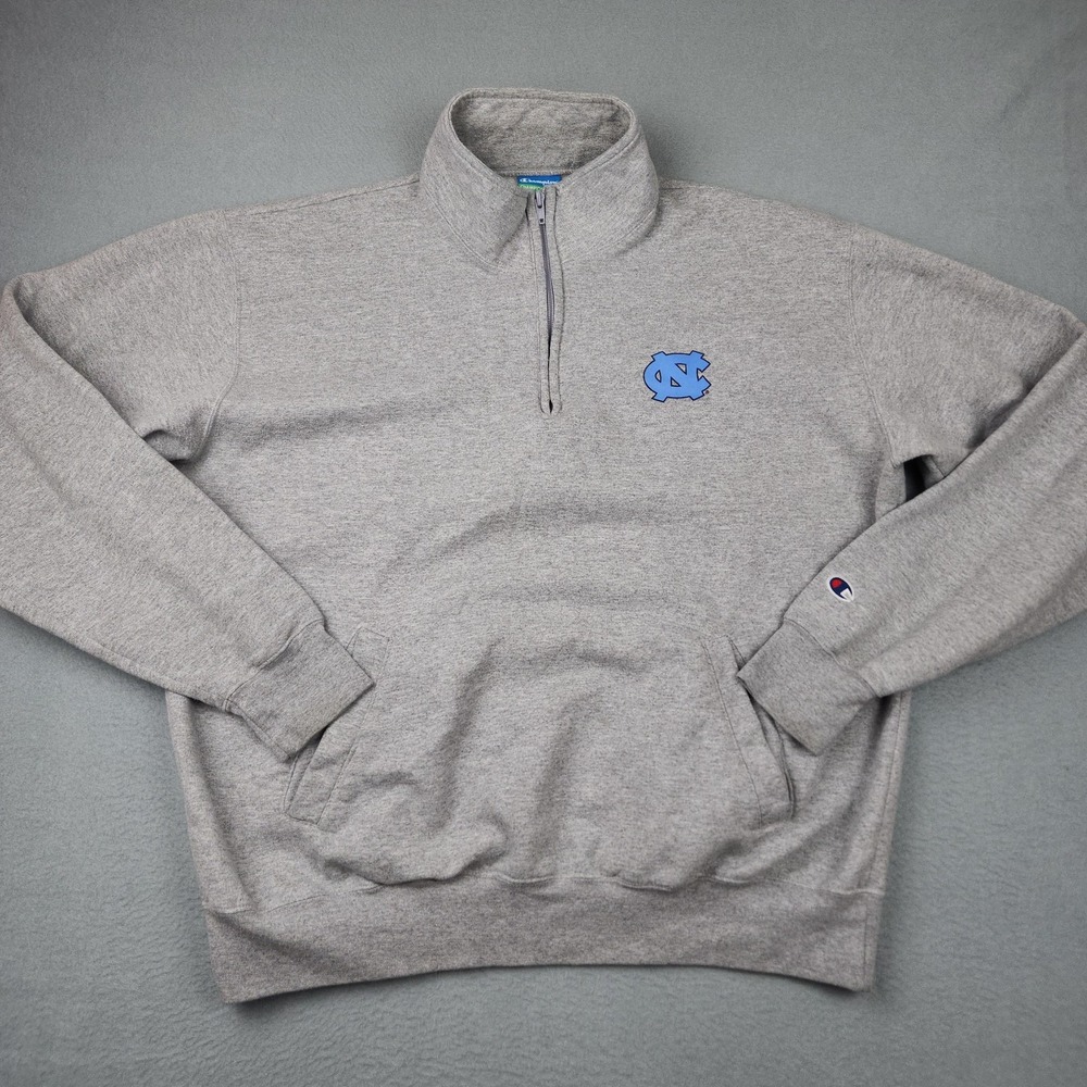 North Carolina Tar Heels Sweatshirt Mens XL Gray NCAA Champion Fleece 1/4 Zip